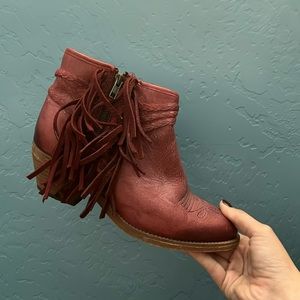 Red Leather Western Cowgirl Booties